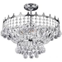 Lampadario Classico Versailles Acciaio Cromo Vetro 5 Luci E14