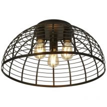 Searchlight - Vision Plafonnier Cage 3 Lumières Métal Noir Mat