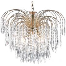 Searchlight - Waterfall - Lampadario a 5 Luci da Soffitto Oro con Cristalli, attacco E14