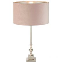 Whitby Tischlampe Chrom, rosa Samtschirm - Searchlight