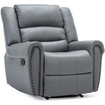 More4homes - denver bonded leather recliner armchair stud sofa home lounge reclining chair - grey