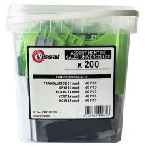 Vissal - Seau 200 cales universelles 1mm à 5mm - Viswood