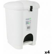 Poubelle à pédale tontarelli carolina 6 l white 20 x 22,5 x 29,7 cm (4 pièces)