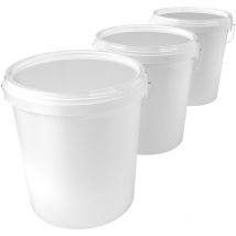 Fixedbyu - 3 seaux avec couvercle seau vide plastique poignée métal 15,9 l qualité alimentaire pp