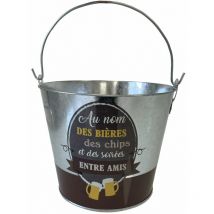 Seau à bière Entre amis en métal aspect zinc