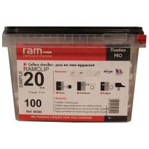 Seau de 100 RAM clip blanc simple Ø20 pour fixer les gaines souples RAM