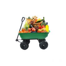 Camion à benne basculante de jardin en poly pour voiture pliante avec cadre en acier, 10 pouces. Pneumatiques, capacité de 300 livres, carrosserie de