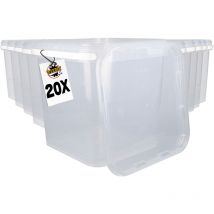Fixedbyu - 20x Seau en plastique avec couvercle, pp, rectangulaire, transparent 8,8 l