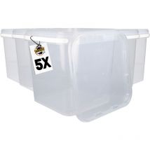 5x Seau en plastique avec couvercle, PP, carré, transparent 10,8 L
