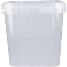 20x Seau en plastique avec couvercle, PP, rectangulaire, transparent 5,4 L