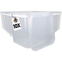 Fixedbyu - 10x Seau en plastique avec couvercle, pp, carré, transparent 10,8 l