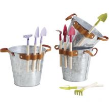 Seau en zinc pour enfant avec 3 outils