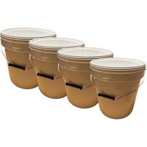 Negomix - Lot de 4 x Seau Plastique 20 l litres avec Couvercle – Robuste, Étanche et Réutilisable