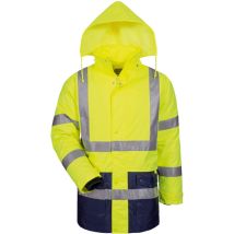 Safestyle 2-in-1 Warnschutz-Parka – Atmungsaktiv, wind- und wasserdicht, Reflexstreifen, 2 große Taschen, Größe 4XL, fluoreszierendes Gelb