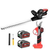 Onevan - Sécateur électrique 30 mm + Taille-haies électrique 510 mm,Avec deux batteries et un chargeur