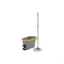 Apex - Secchio mop lava pavimento centrifuga set pp lt 12 + mop + manico inox cm 85/115
