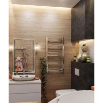 Otitec - Secador de toallas eléctrico de acero inoxidable cromado mate - july - 200 watt - 55,5 x 50 - Gris