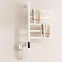 Vivolilv - Sèche-Serviettes électrique avec 5 Barres Porte-Serviettes Chauffant Pivotant à 180 °, 80W 42 66cm Mural (45-70°C) Minuterie Écran led,