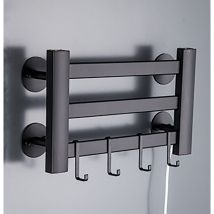 Sèche-Serviettes Électrique,salle de bain température constante 120W murale sans poinçonnage, 3 couches noir