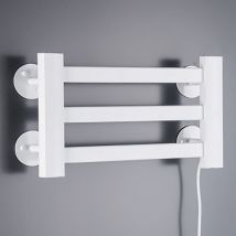Sèche-Serviettes Électrique,salle de bain température constante 120W murale sans poinçonnage, 3 couches blanc
