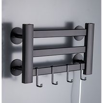 Vivolilv - Sèche-serviettes Électrique,salle De Bain Température Constante 120w Murale Sans Poinçonnage, 3 Couches Noir