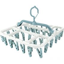 Séchoir à chaussettes avec 40 pinces à linge, séchoir à linge pliable d'intérieur avec crochets coupe-vent