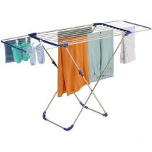 Relaxdays - tendoir à linge, dimensions lorsque complétement ouvert, h x l x p : 100 x 177 x 56 cm, argenté et bleu