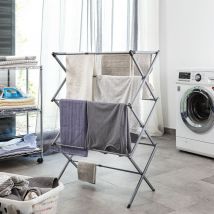 Sèche-linge vertical pliable en métal à 3 niveaux, sèche-linge intérieur et extérieur extensible de, couleur acier. - Innovagoods