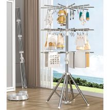 Tonchean - Séchoir à linge pliable, séchoir à linge en métal avec pinces coupe-vent pour intérieur et extérieur, cintre de séchage pour couches et