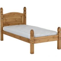Seconique - Corona 3 Feet Bed Low Foot End - L206.5 x W101.5 x H117 cm - Distressed Waxed Pine