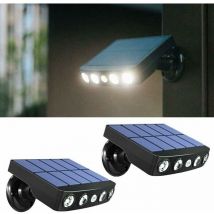 2 Solar-Sicherheitswandleuchten für den Außenbereich mit PIR-Bewegungssensor, IP65 wasserdicht, um 360 Grad drehbare Strahler, Außenbeleuchtung für