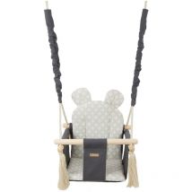 Sedia a dondolo per bambini - altalena per bambini - con orecchie - massimo 20 kg - diamanti grigi e crema