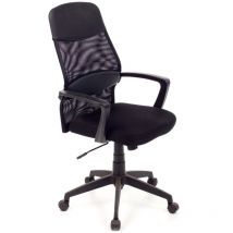 Myoffice - Poltrona per ufficio direzionale 65 cm x 65 cm x h 104 Cm (112cm) modello Network in tessuto Nero