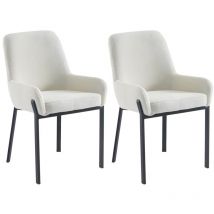 Pascal Morabito - Sedia con braccioli in Tessuto bouclette e Metallo Bianco - Lotto di 2 - carolona di