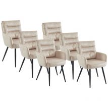 Sedia con braccioli in Tessuto e Metallo Nero Panna - Lotto di 6 - barinia di Pascal Morabito