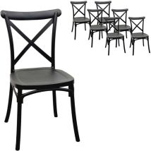 Sedia Cross Back x6 Pompei Nero Retrò Pub Ristorante
