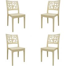 Sedia da bar cucina in polipropilene impilabile teti Beige Set 4