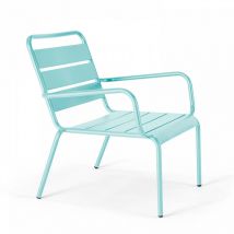 Sedia da giardino bassa relax in acciaio turchese - Palavas