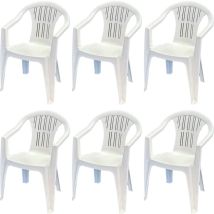 Tomaino - Sedia Da Giardino In Plastica Con Braccioli Impilabile - Set Di 6 Sedie Per Esterno - Ratak - Bianca
