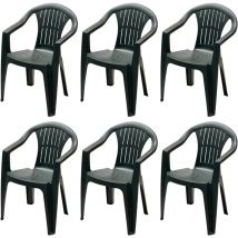 Sedia Da Giardino In Plastica Con Braccioli Impilabile - Set di 6 Sedie Per Esterno - Ratak - Verde