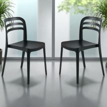 Sedia da giardino in polipropilene impilabile - django nero 2 pezzi