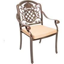 Sedia da giardino Vienna in alluminio bronzo – Design vintage con cuscino imbottito – Dimensioni 64x69x93 cm