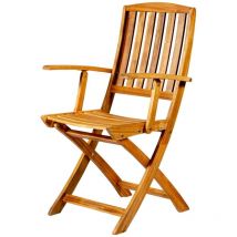 Sedia da esterno pieghevole Eurogarden navis' in legno di acacia con braccioli, 56x53,5x96 cm