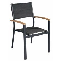 Greenwood – Sedia da giardino Tenerife antracite – Teak FSC certificato, Alluminio, Textilene imbottito nero – 3693-CHT81G