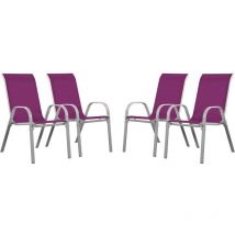 Habitat Et Jardin - Sedia da giardino textilene Cordoba -Phoenix-Rosa-Set di 4