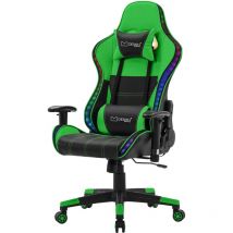 Ml-design - Sedia da Gaming Illuminazione led rgb e Altoparlanti Bluetooth e Cuscino Lombare Ecopelle Verde Poltrona Ufficio Ergonomica Confortevole