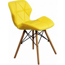 Sedia da interno con struttura in legno e seduta in ecopelle Exagon - Yellow