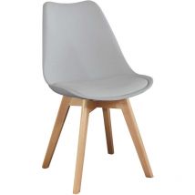 Sedia da interno in legno e materiale plastico con seduta imbottita Gary - Gray