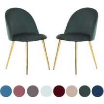 Pn Home - Set di 2 sedie da pranzo Lucia Velvet - Sedie da pranzo moderne Imbottitura schienale curvo con gambe in legno - Verde