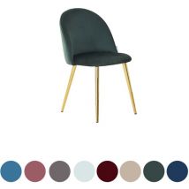 Life Interiors - Sedia da pranzo singola Lucia Velvet - Sedia da pranzo moderna imbottita con schienale curvo e gambe in legno - Verde